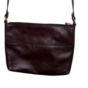 Fossil Red Leather Medium Crossbody Bag BLEMISH